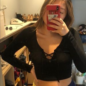 Black tied crop top